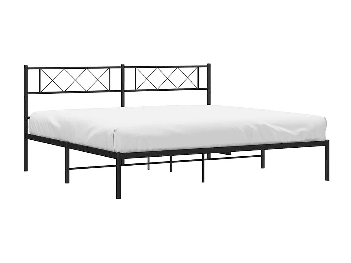 Cadre de lit métal sans matelas avec tête de lit noir 193x203cm