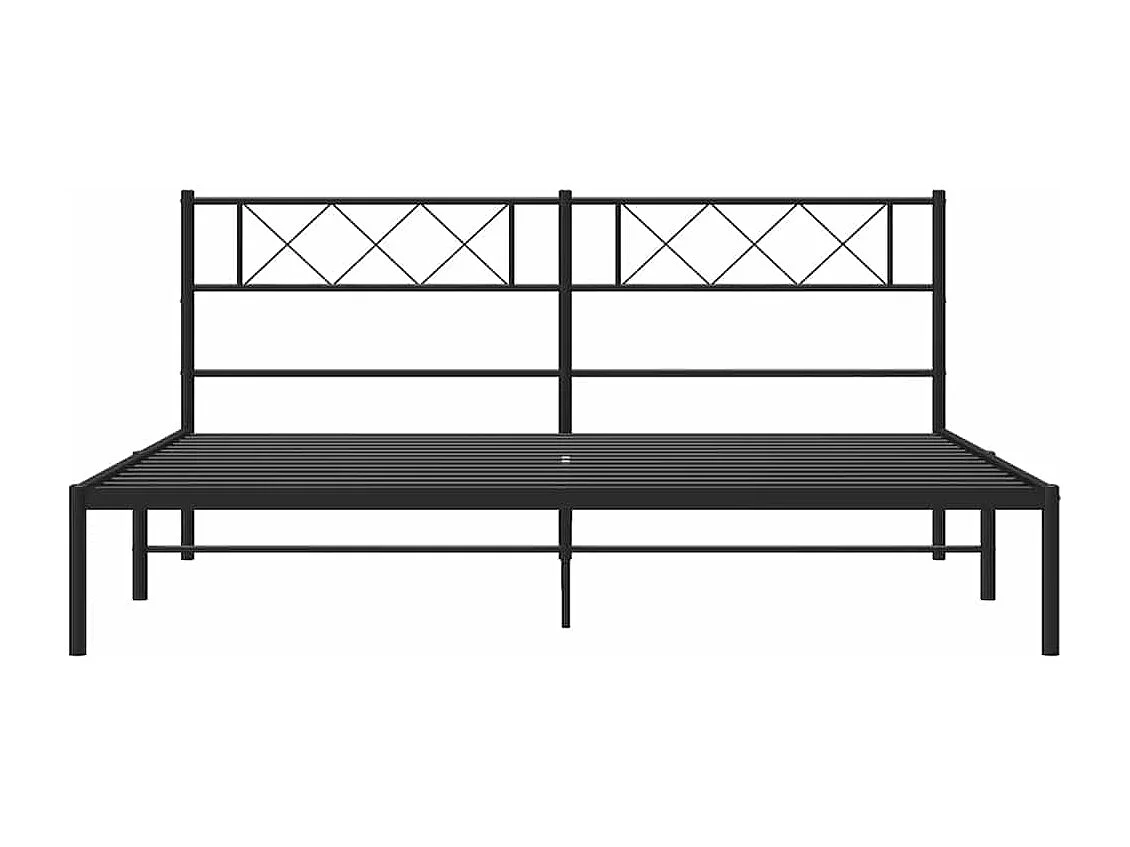 Cadre de lit métal sans matelas avec tête de lit noir 193x203cm