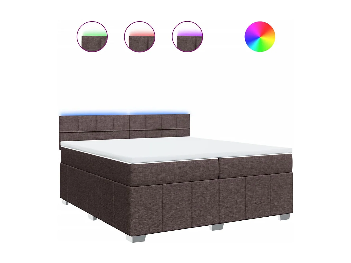 Cama box spring con colchón tela marrón oscuro 200x200 cm