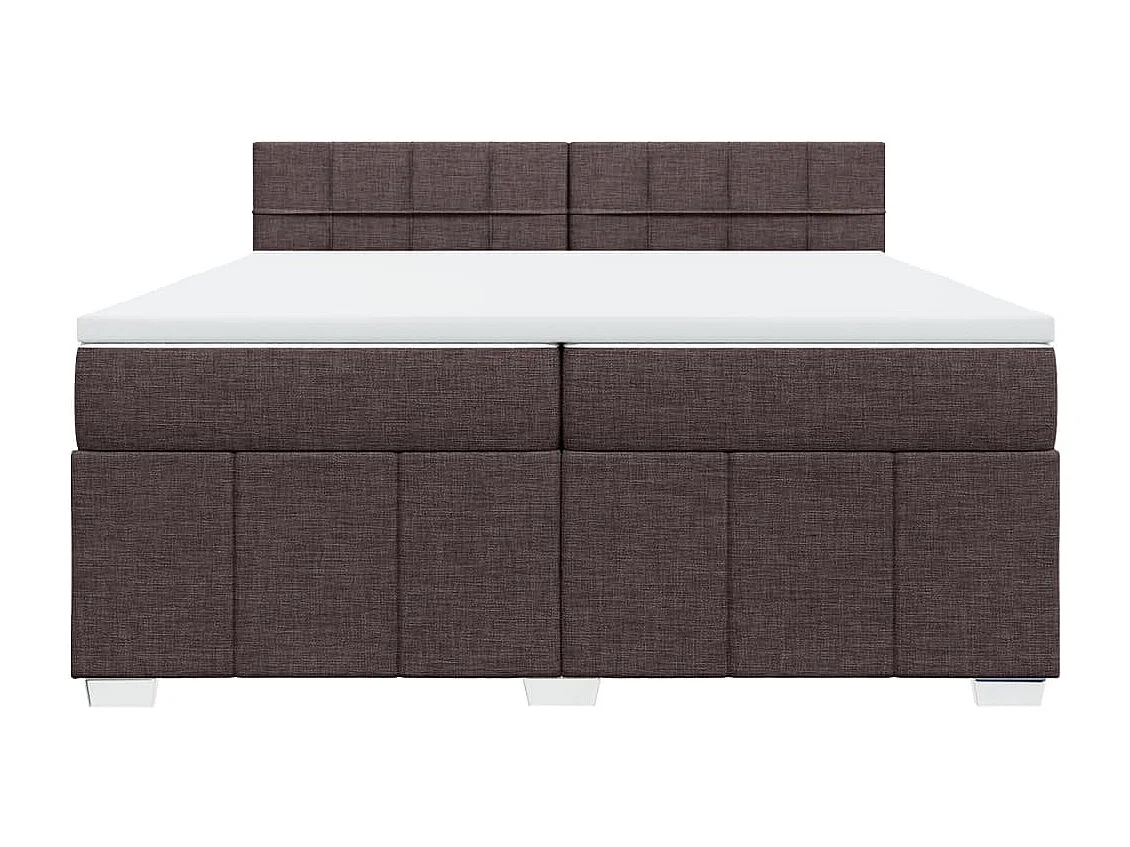 Cama box spring con colchón tela marrón oscuro 200x200 cm
