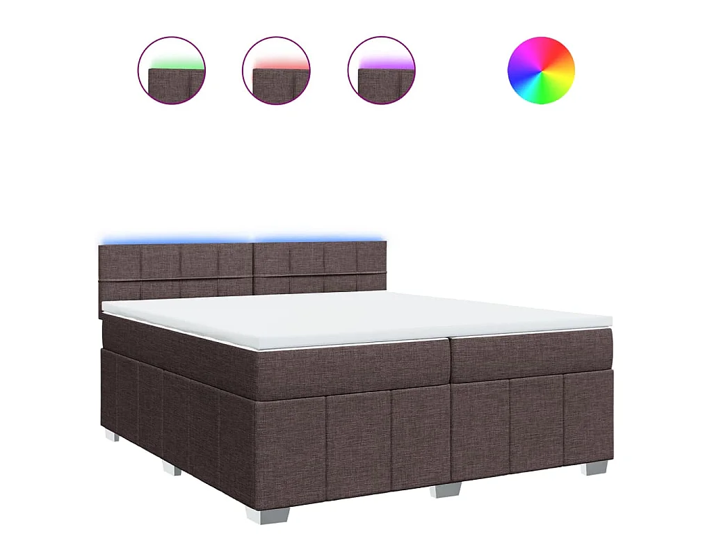 Cama box spring con colchón tela marrón oscuro 200x200 cm