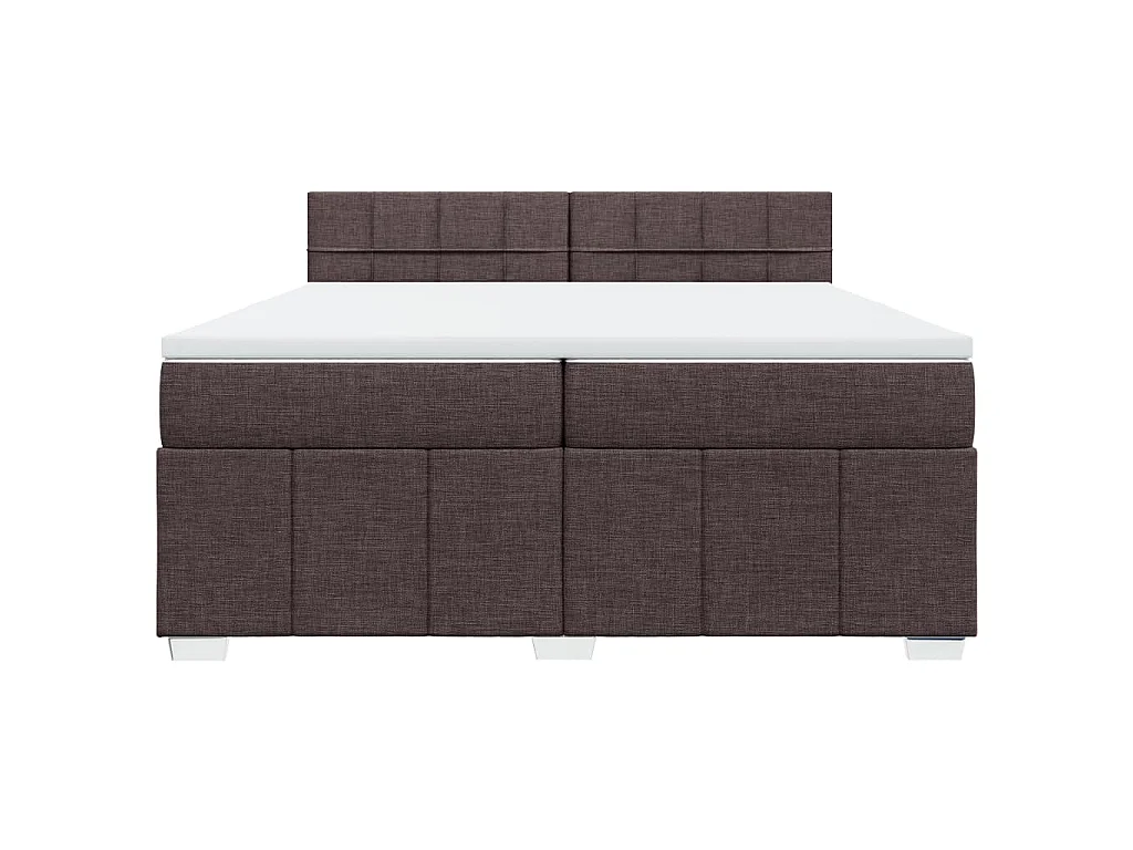 Cama box spring con colchón tela marrón oscuro 200x200 cm
