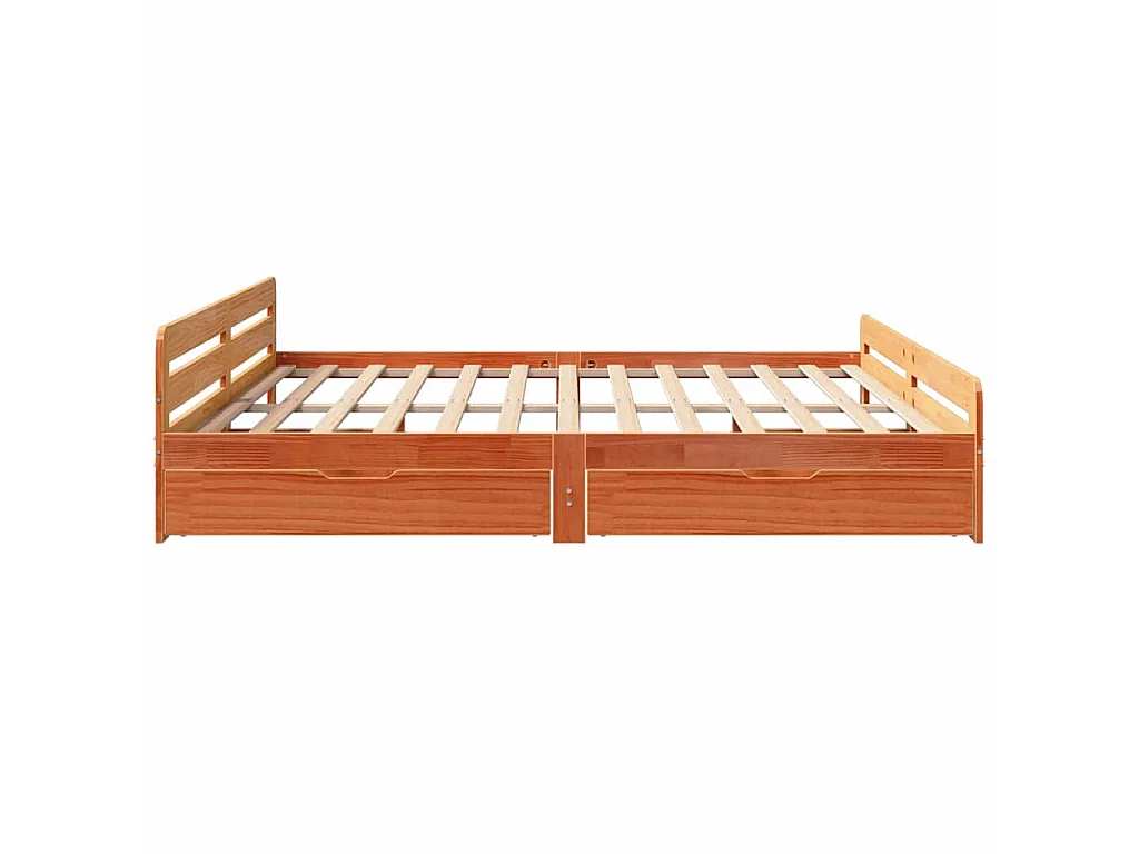 Bedframe zonder matras massief grenenhout wasbruin 200x200 cm