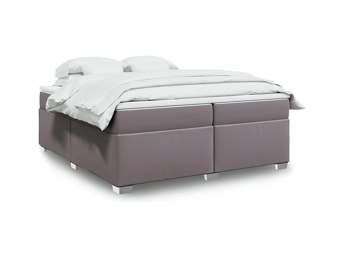 Sommier à lattes de lit avec matelas Gris 200x200 cm Similicuir