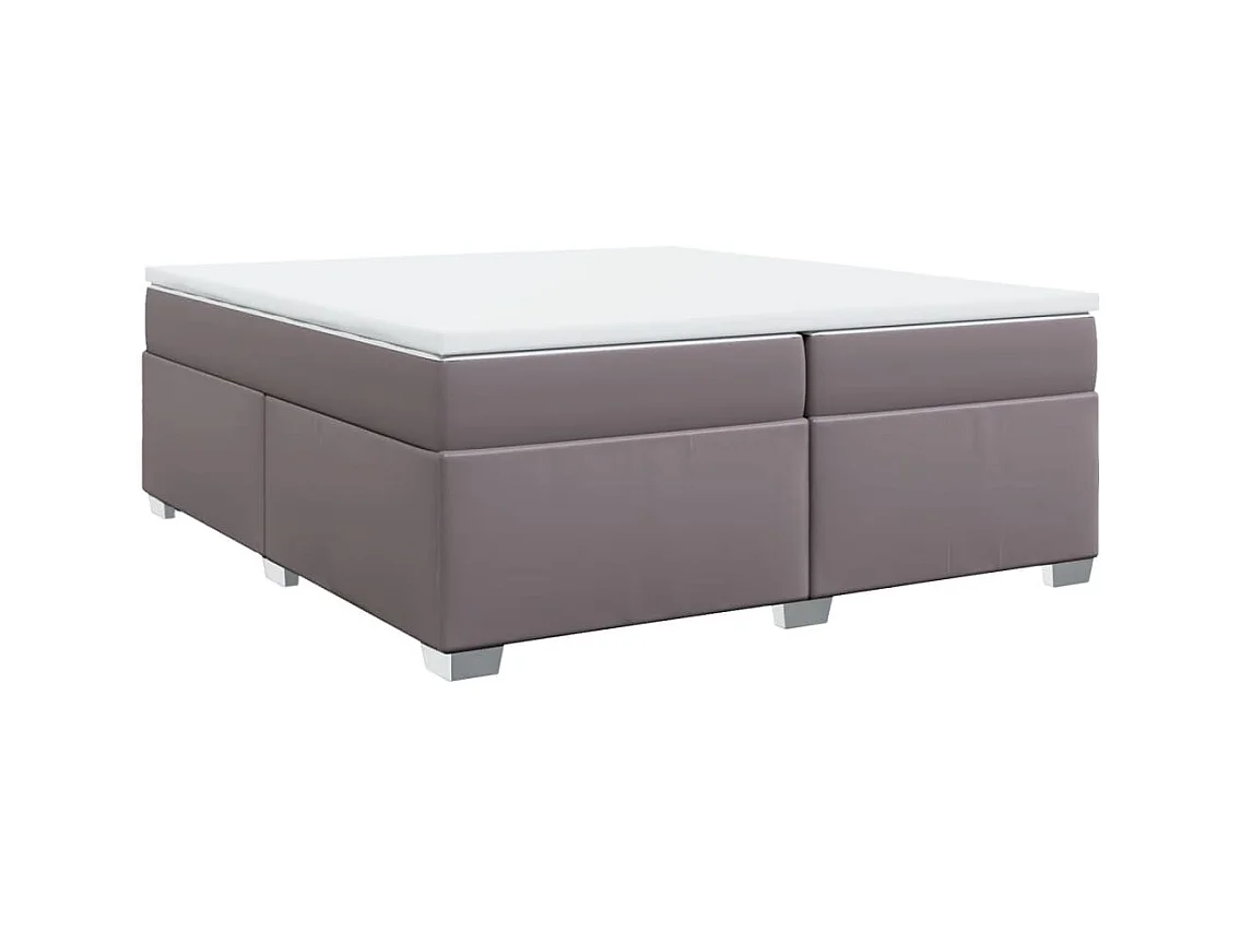 Boxspringbett mit Matratze Grau 200x200 cm Kunstleder