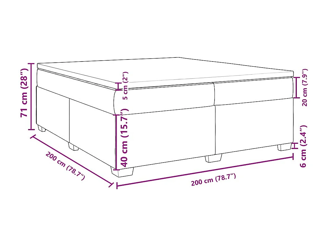 Boxspring met matras kunstleer grijs 200x200 cm