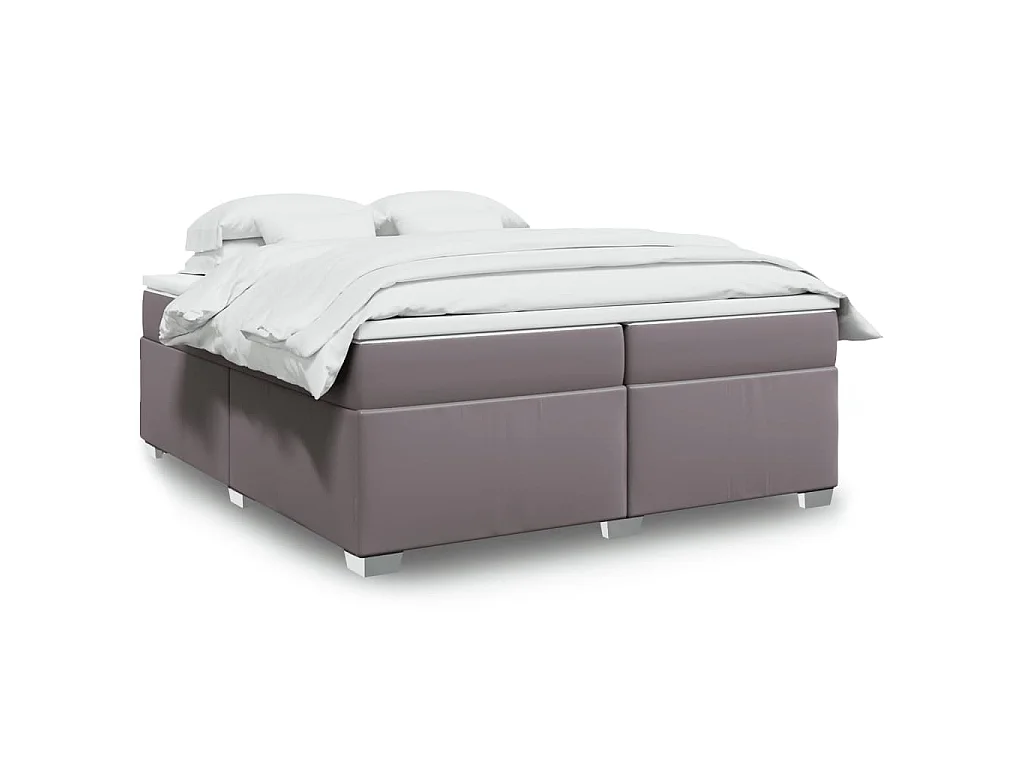 Boxspringbett mit Matratze Grau 200x200 cm Kunstleder