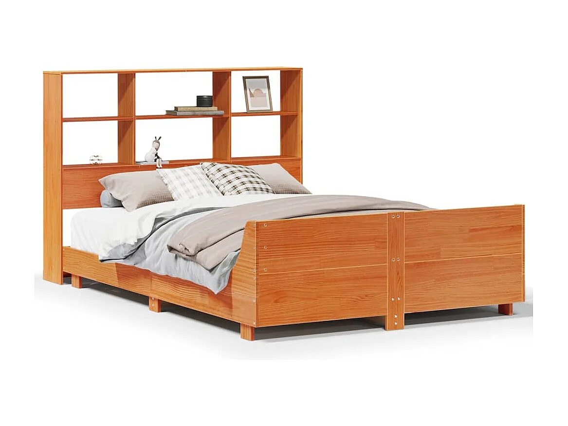 Bedframe zonder matras massief grenenhout wasbruin 150x200 cm