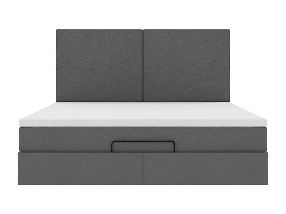 Ottoman-Bett mit Matratzen Dunkelgrau 200x200 cm Stoff