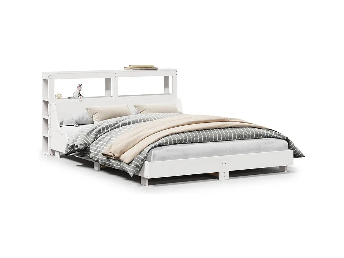 Massivholzbett ohne Matratze Weiß 150x200 cm Kiefernholz