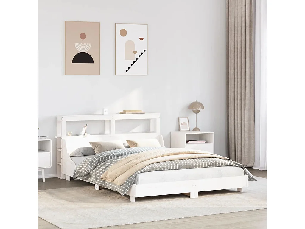 Letto senza Materasso Bianco 150x200 cm Legno Massello di Pino