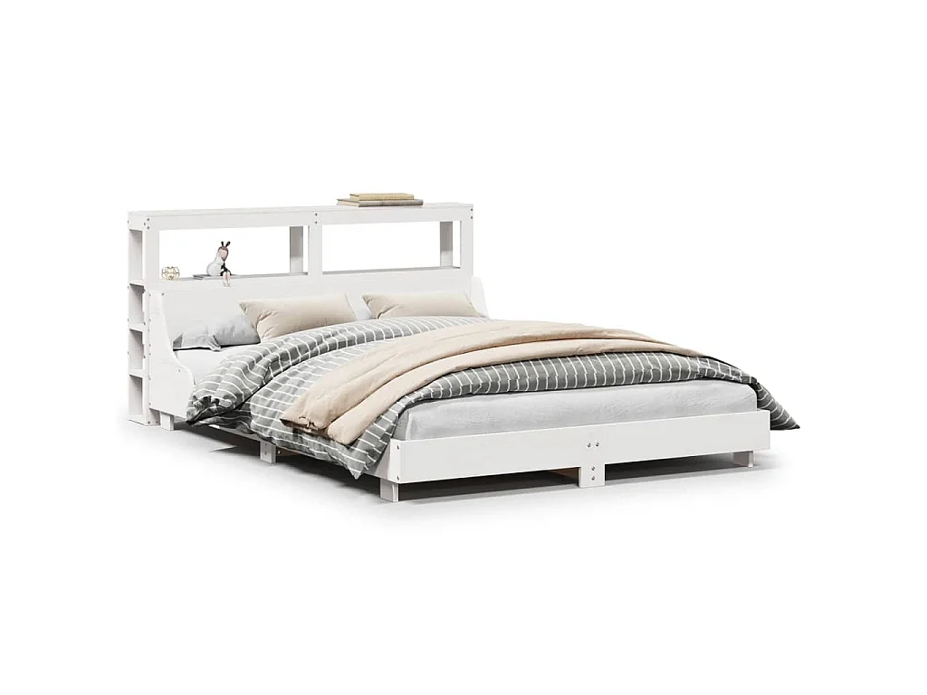 Bedframe zonder matras massief grenenhout wit 150x200 cm