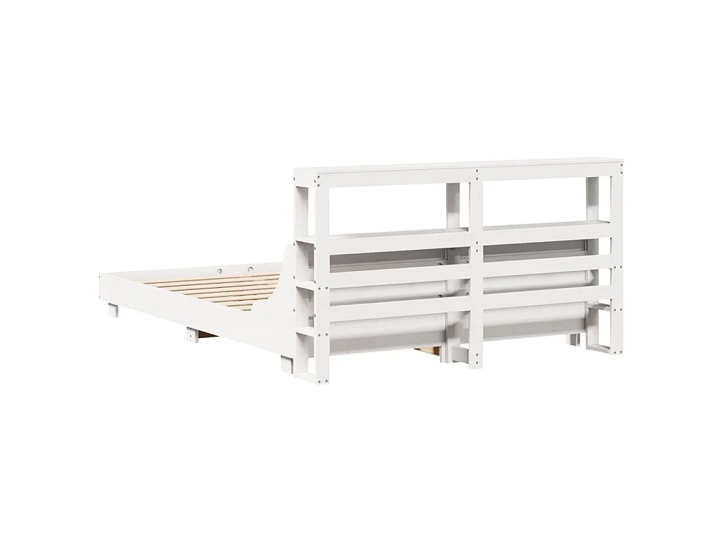 Bedframe zonder matras massief grenenhout wit 150x200 cm