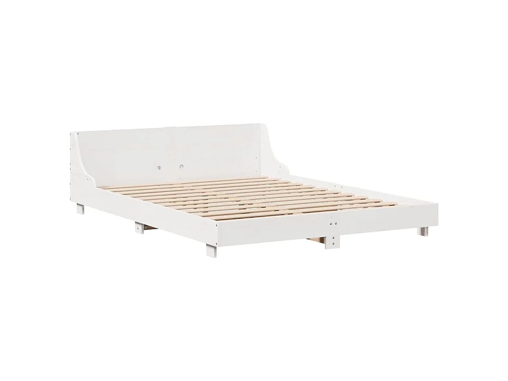 Bedframe zonder matras massief grenenhout wit 150x200 cm