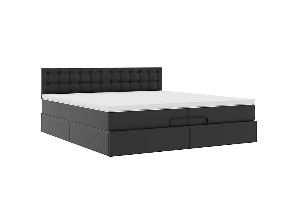 Cadre de lit ottoman avec matelas noir 200x200 cm similicuir