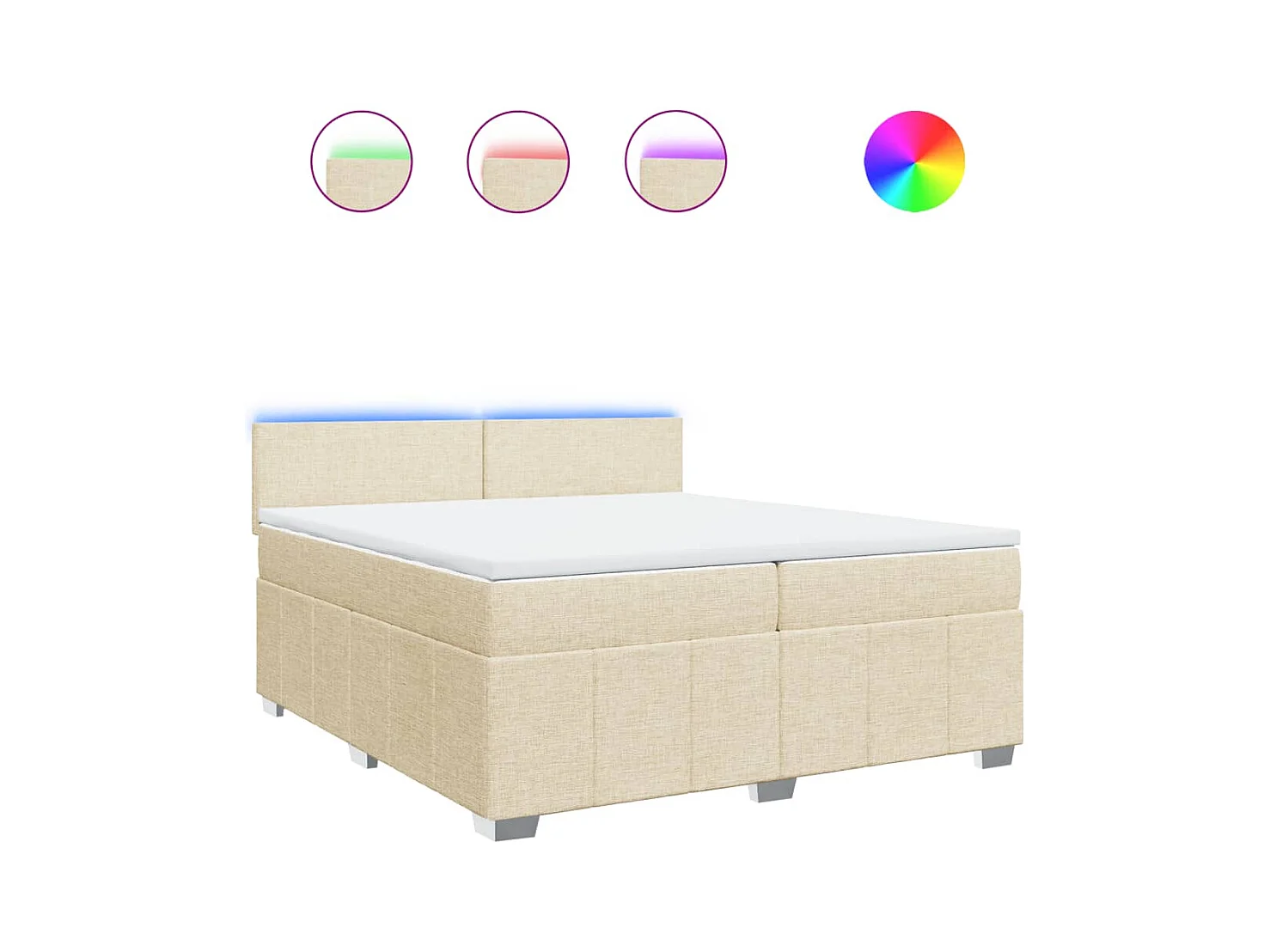Giroletto a Molle con Materasso Crema 200x200 cm in Tessuto