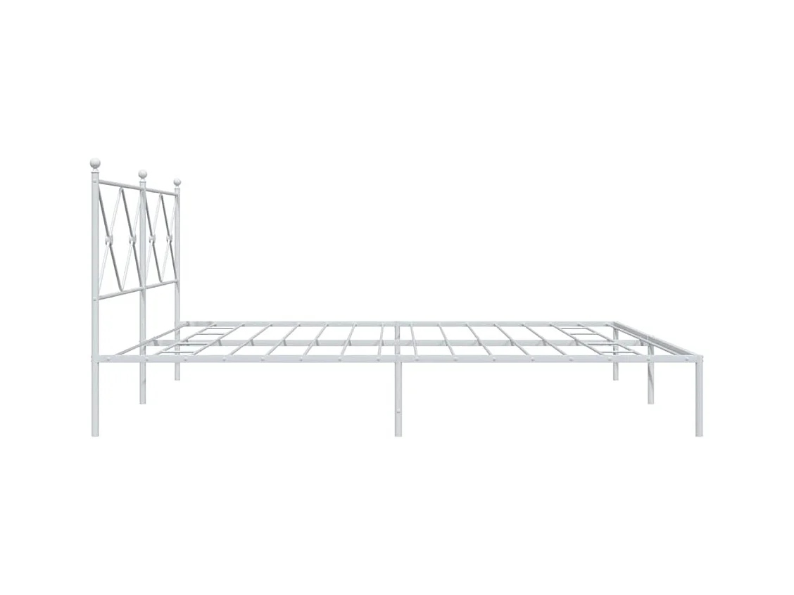 Cadre de lit métal sans matelas et tête de lit blanc 193x203 cm