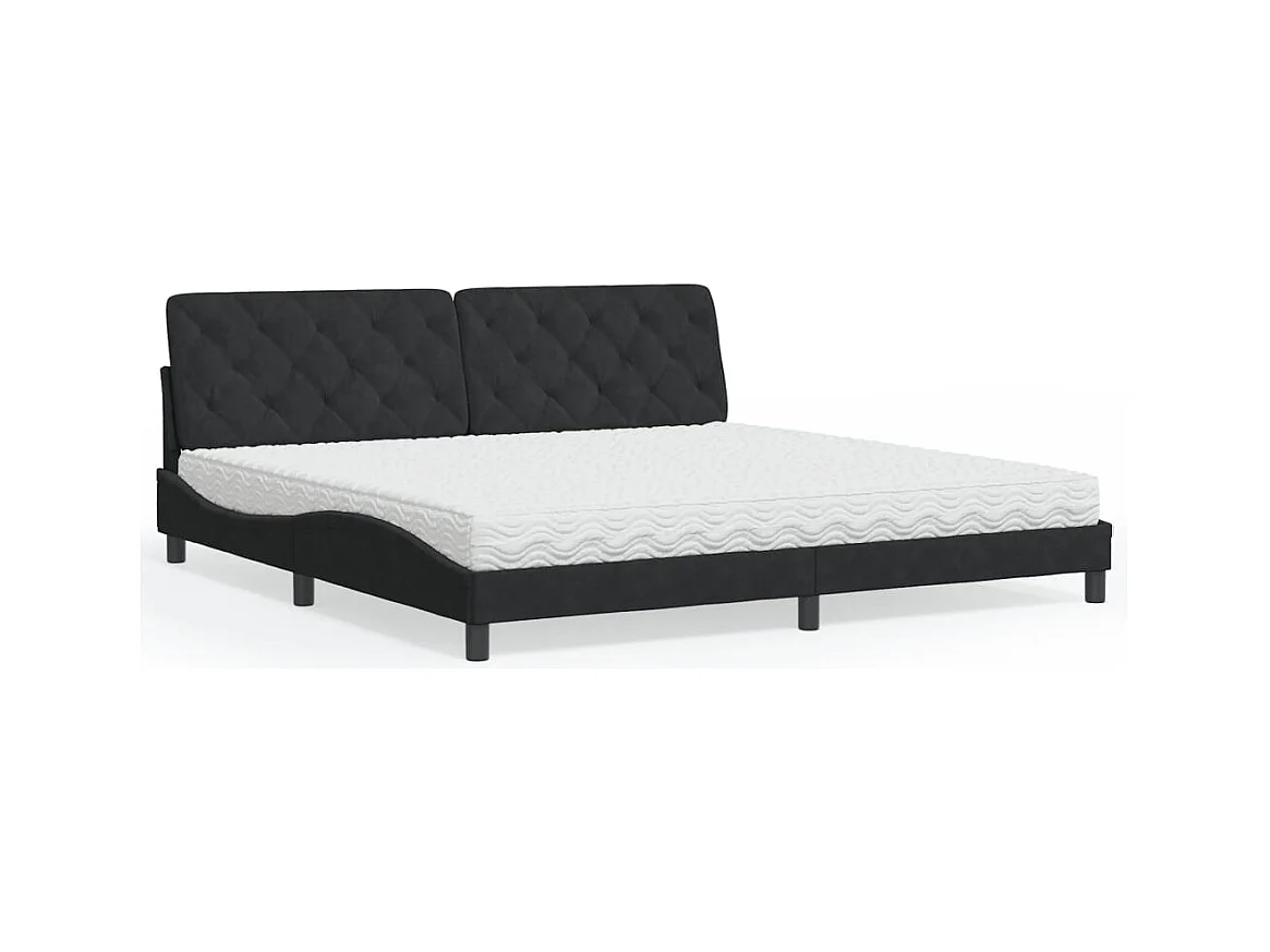Bett mit Matratze Schwarz 200x200 cm Samt