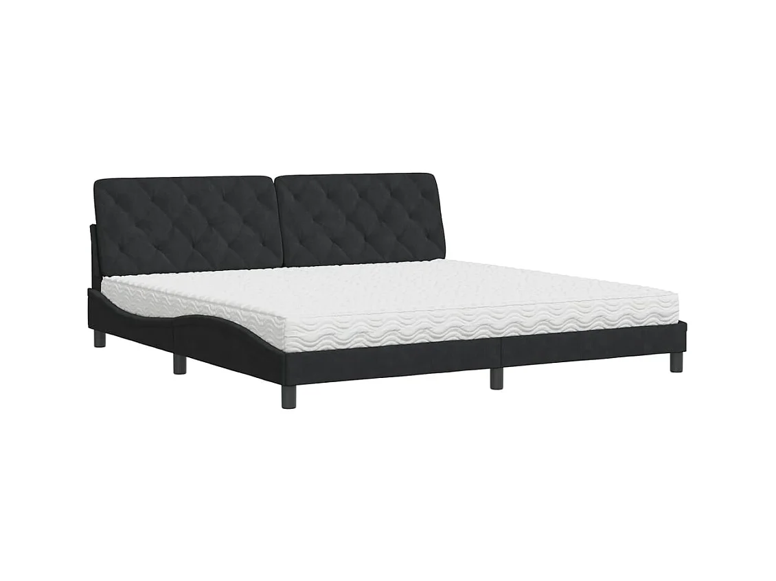 Bett mit Matratze Schwarz 200x200 cm Samt