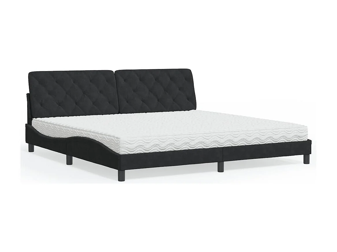 Bed met matras fluweel zwart 200x200 cm