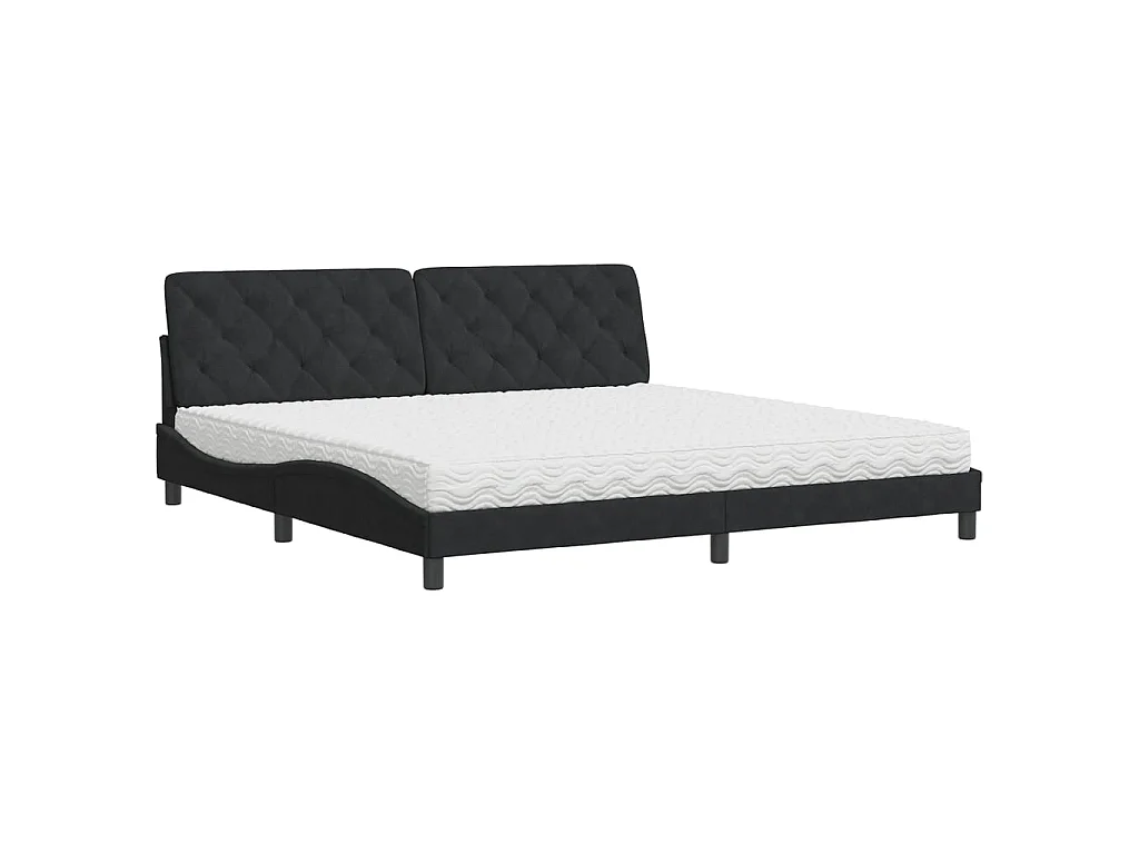 Bed met matras fluweel zwart 200x200 cm