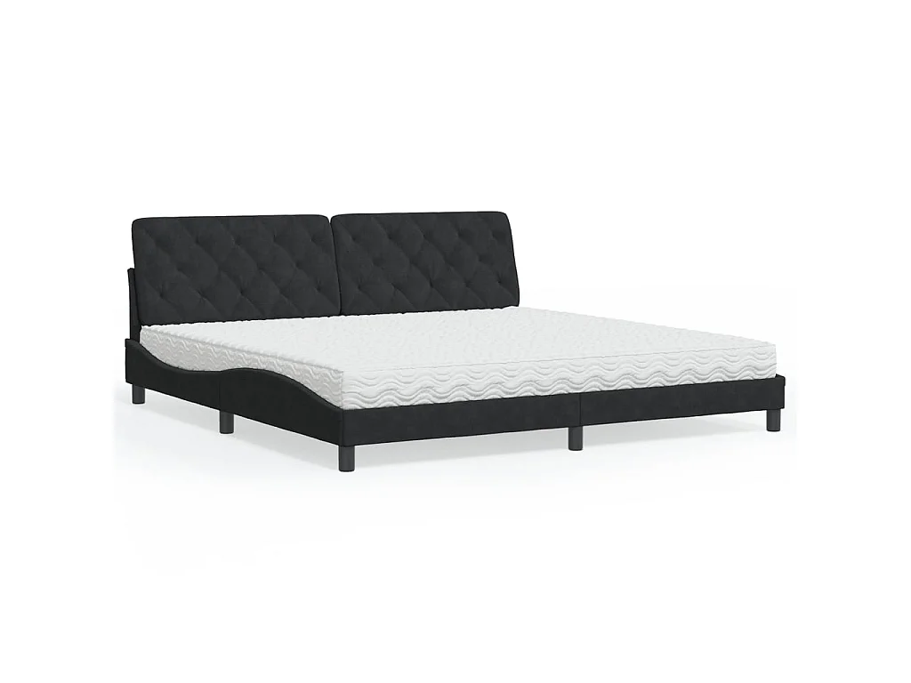 Bed met matras fluweel zwart 200x200 cm