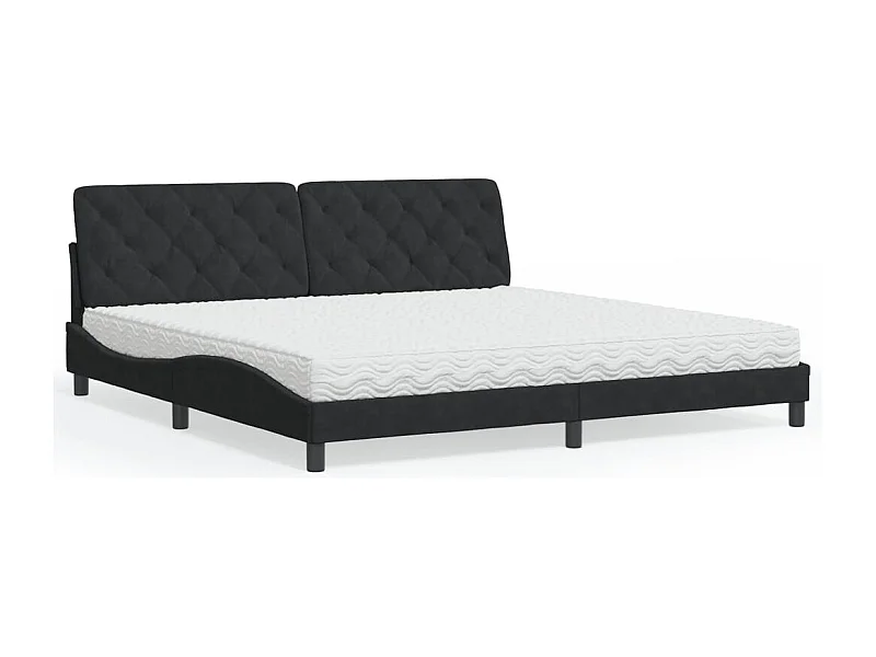 Lit avec matelas noir 200x200 cm velours