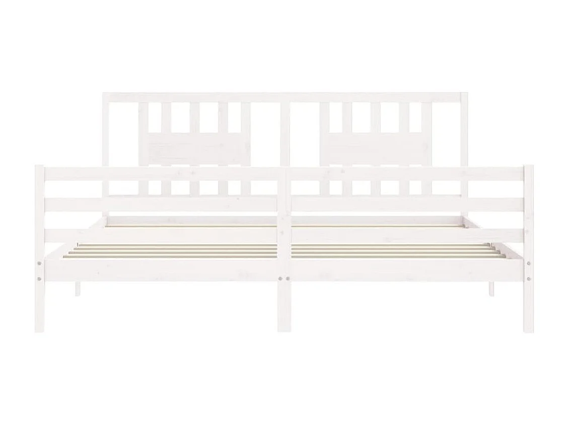 Bedframe met hoofdbord massief hout wit 200x200 cm