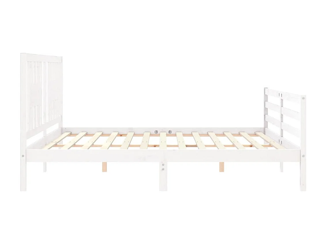 Bedframe met hoofdbord massief hout wit 200x200 cm