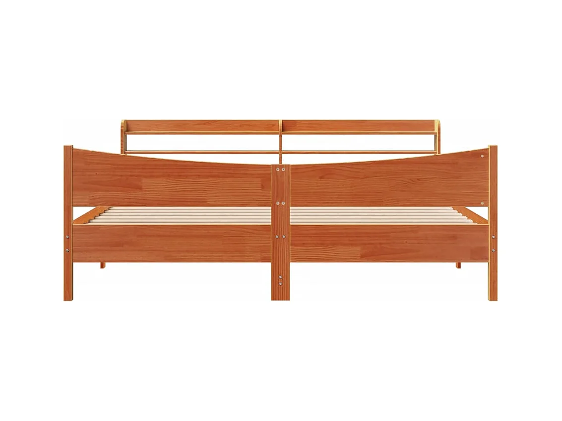 Cadre de lit et tête de lit cire marron 200x200 cm bois de pin