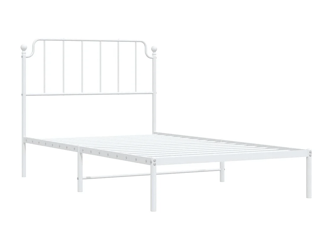 Cadre de lit métal sans matelas et tête de lit blanc 107x203 cm