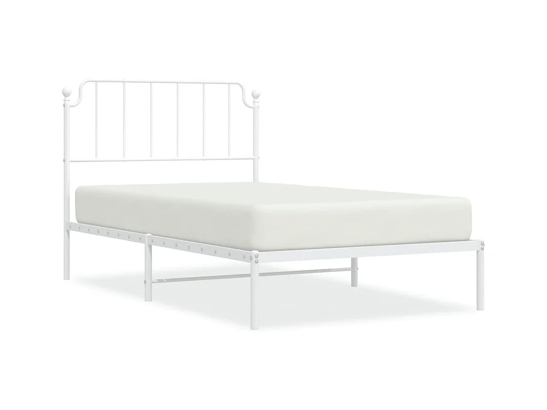 Bettgestell mit Kopfteil Metall Weiß 107x203 cm