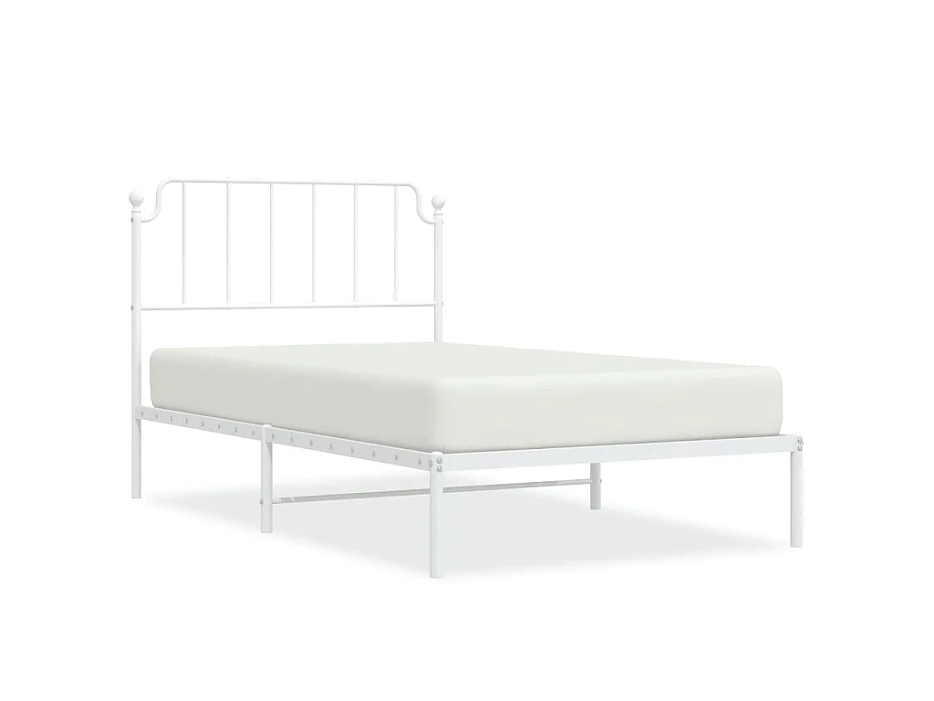 Cadre de lit métal sans matelas et tête de lit blanc 107x203 cm