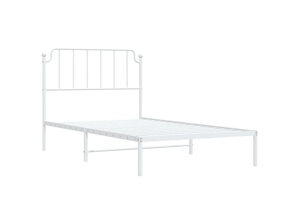 Cadre de lit métal sans matelas et tête de lit blanc 107x203 cm