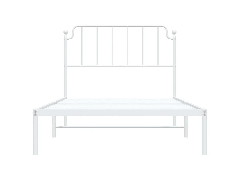 Cadre de lit métal sans matelas et tête de lit blanc 107x203 cm