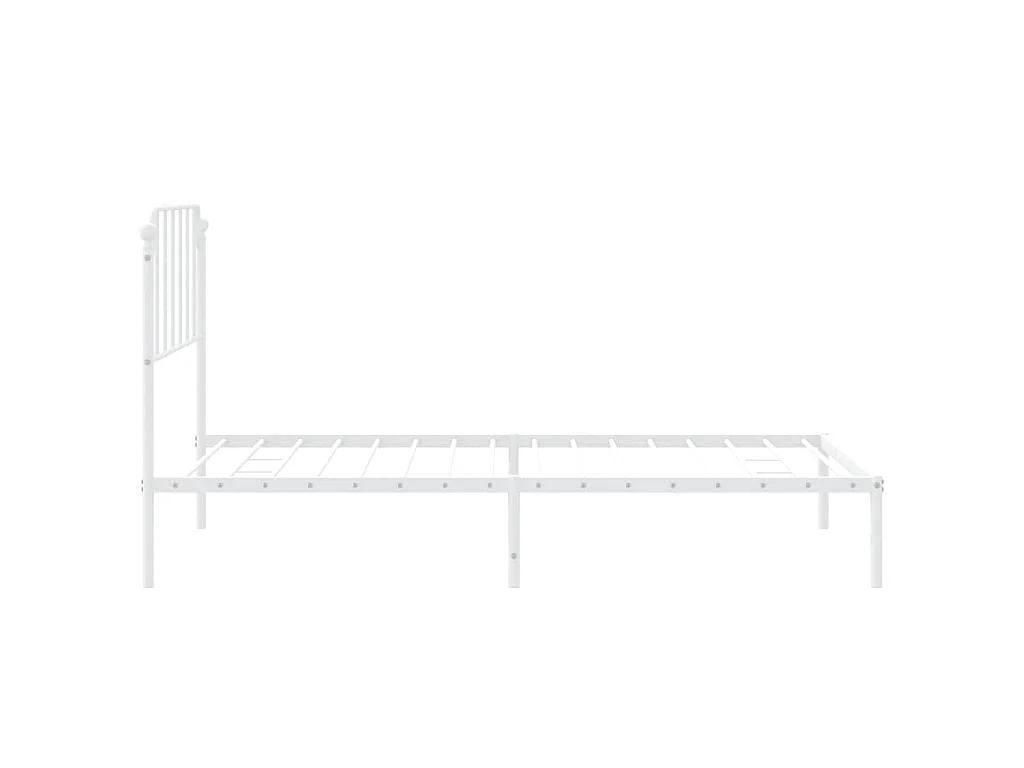 Cadre de lit métal sans matelas et tête de lit blanc 107x203 cm