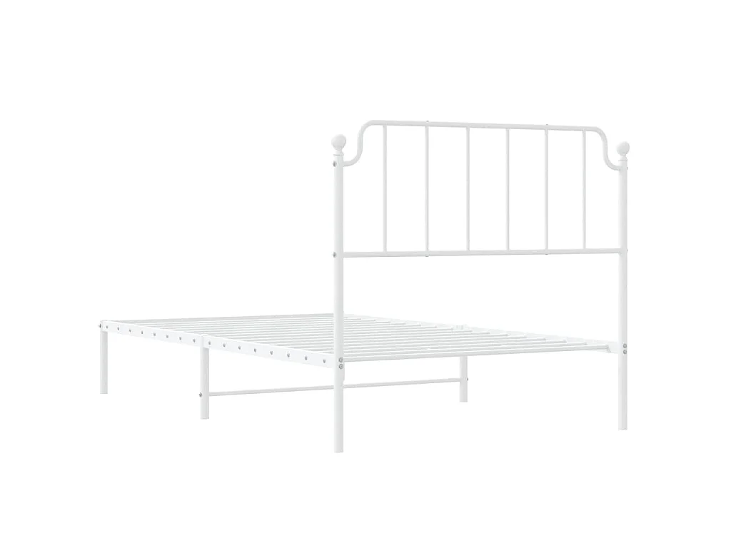 Cadre de lit métal sans matelas et tête de lit blanc 107x203 cm