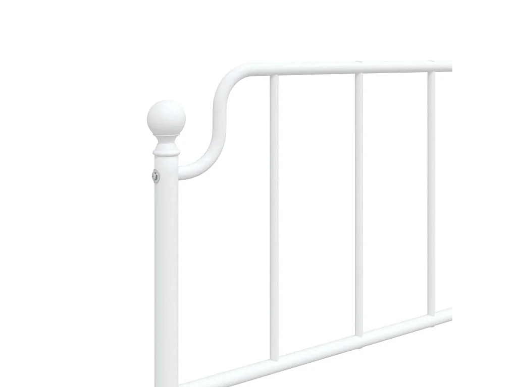 Cadre de lit métal sans matelas et tête de lit blanc 107x203 cm
