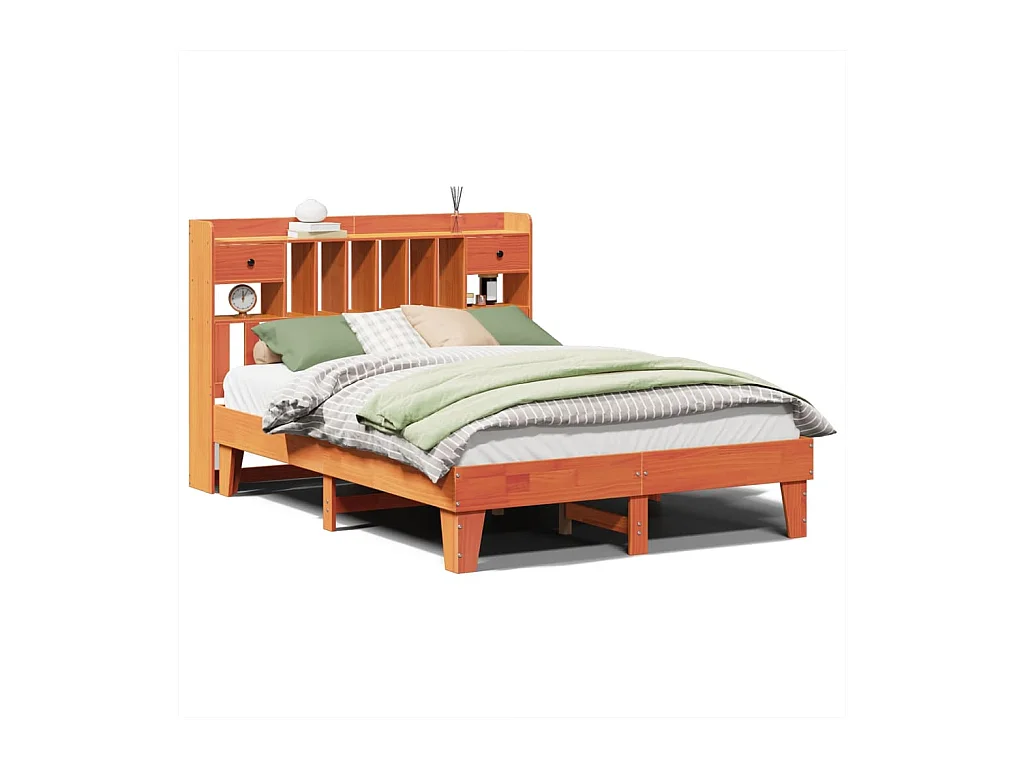 Bedframe zonder matras massief grenenhout wasbruin 150x200 cm