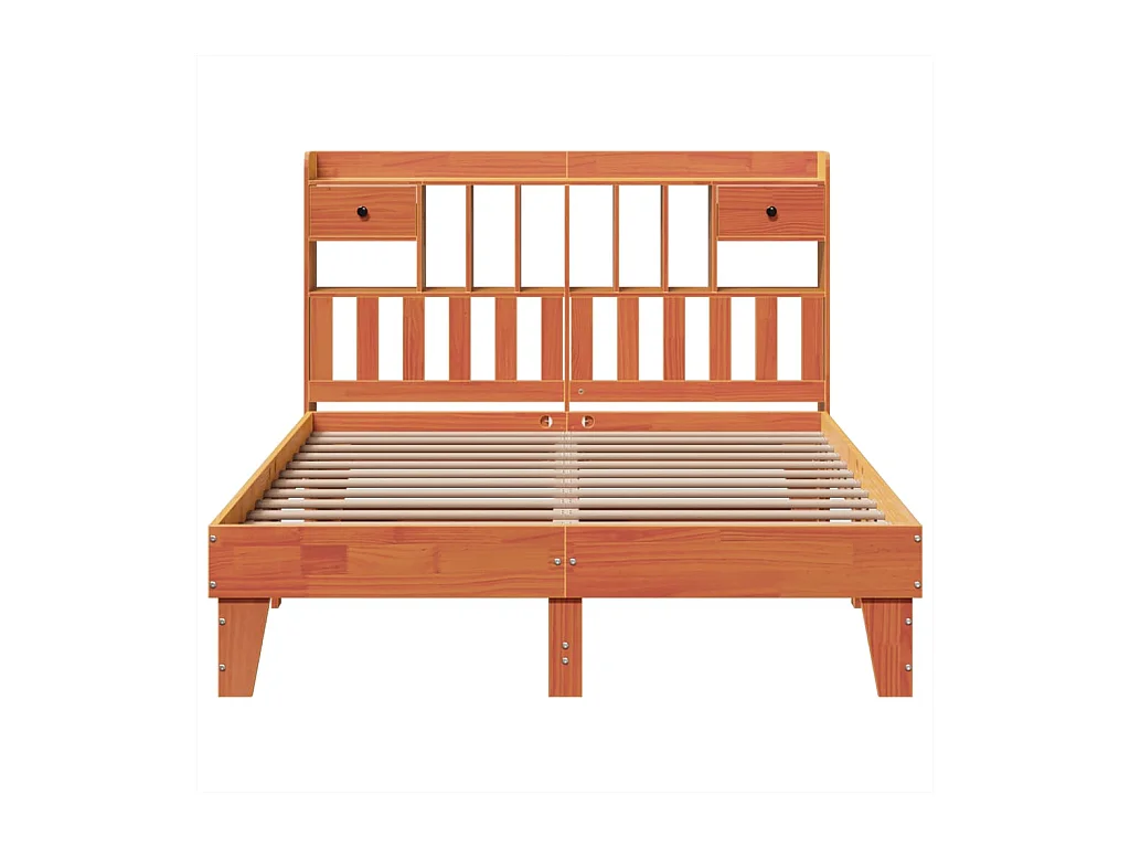 Bedframe zonder matras massief grenenhout wasbruin 150x200 cm