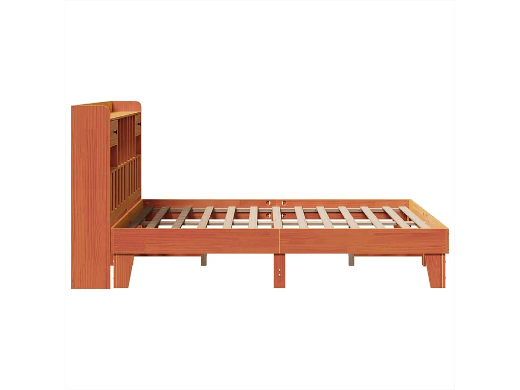 Cama sem colchão 150x200 cm madeira pinho maciça castanho-mel