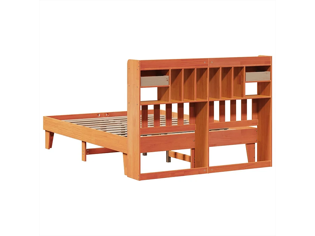 Cama sem colchão 150x200 cm madeira pinho maciça castanho-mel