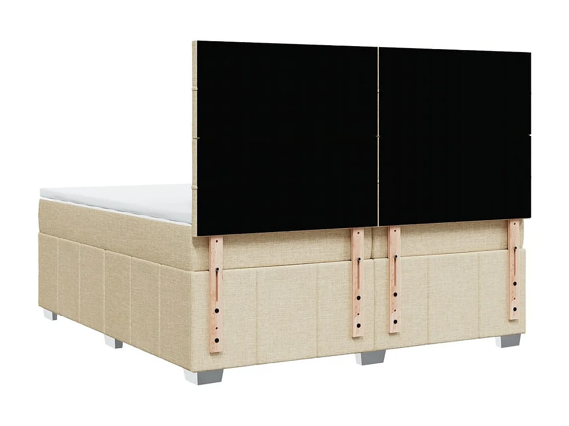 Sommier à lattes de lit avec matelas Crème 200x200 cm Tissu