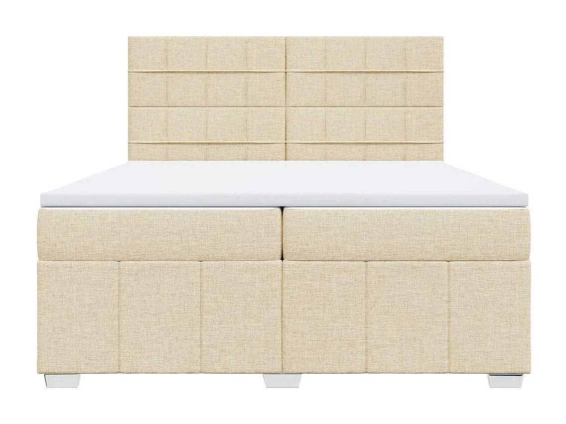 Sommier à lattes de lit avec matelas Crème 200x200 cm Tissu