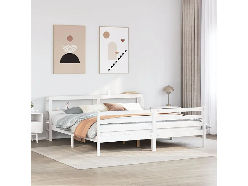 Bettgestell mit Kopfteil ohne Matratze Weiß 200x200 cm