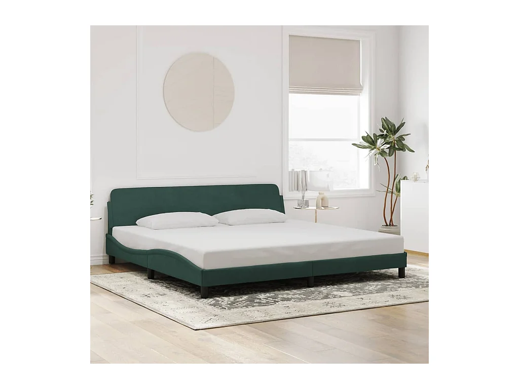 Cadre de lit Dover vert foncé 200x200 cm velours