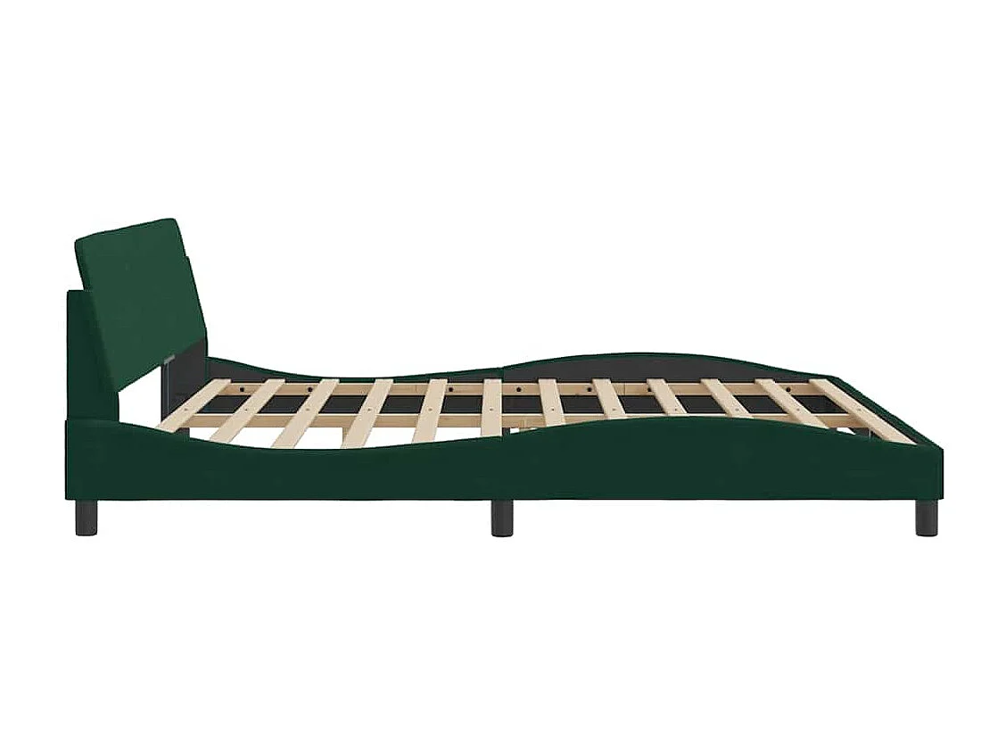 Cadre de lit Dover vert foncé 200x200 cm velours