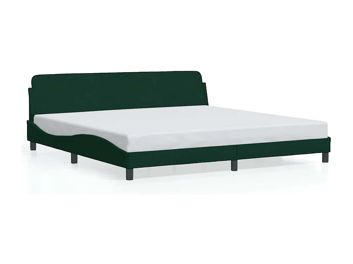 Cadre de lit Dover vert foncé 200x200 cm velours