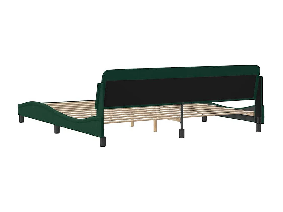 Cadre de lit Dover vert foncé 200x200 cm velours