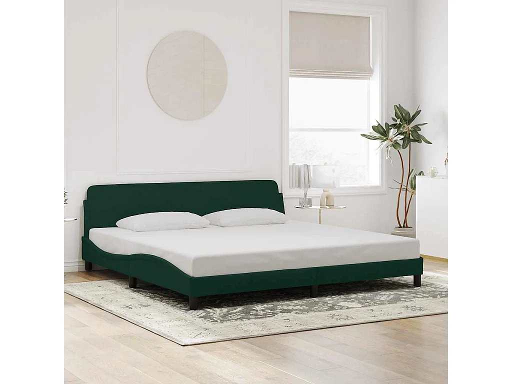 Cadre de lit Dover vert foncé 200x200 cm velours